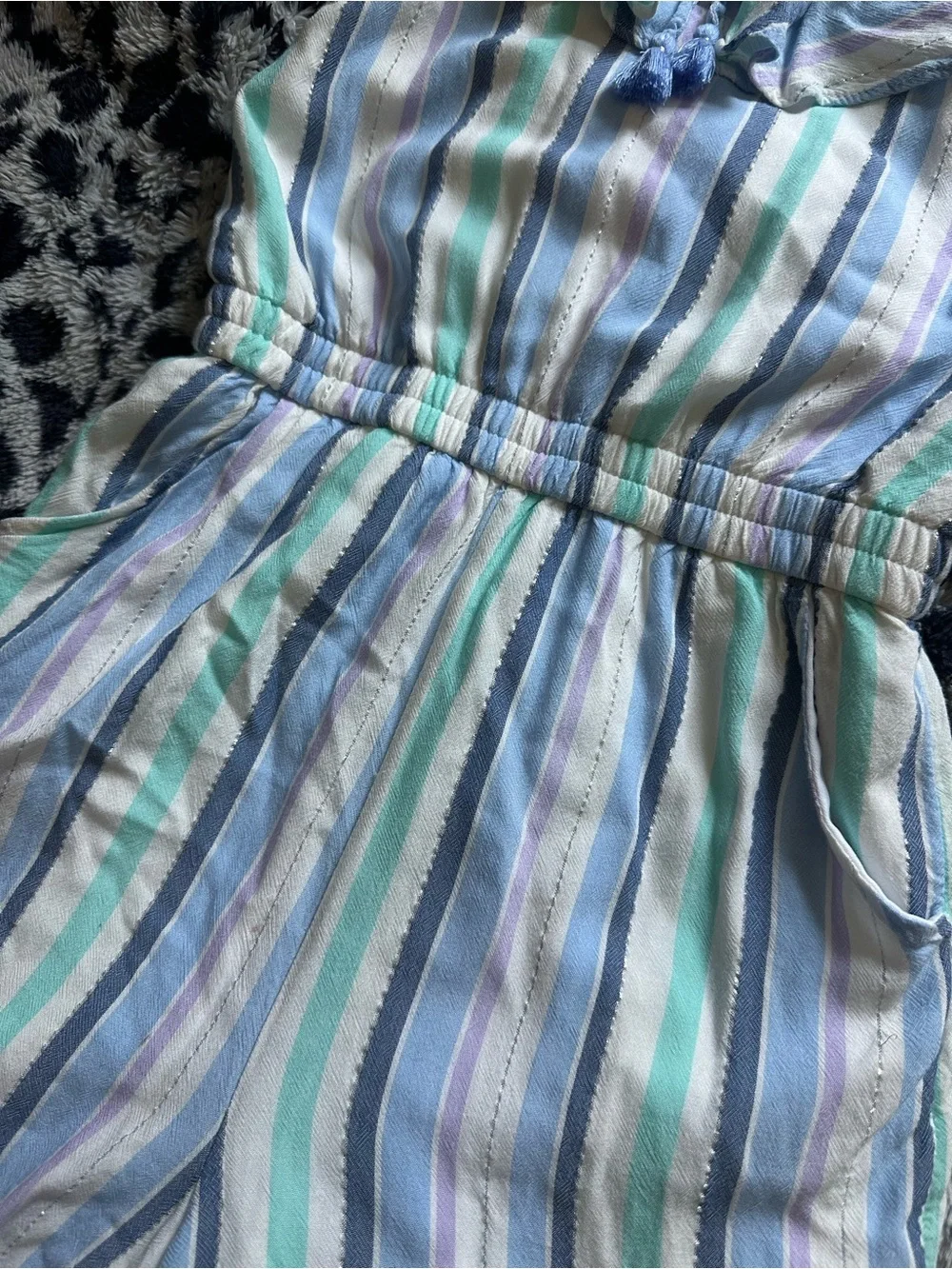 Justice Pastel Striped Jumpsuit in Blue, Green & Lilac